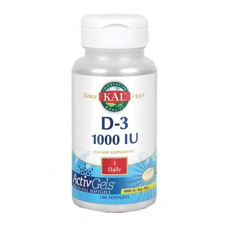 Vitamina D3 1000 UI, 100 Perlas - KAL