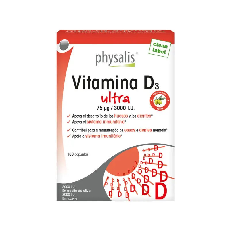 Vitamina D3 ultra - 100 cápsulas - Physalis