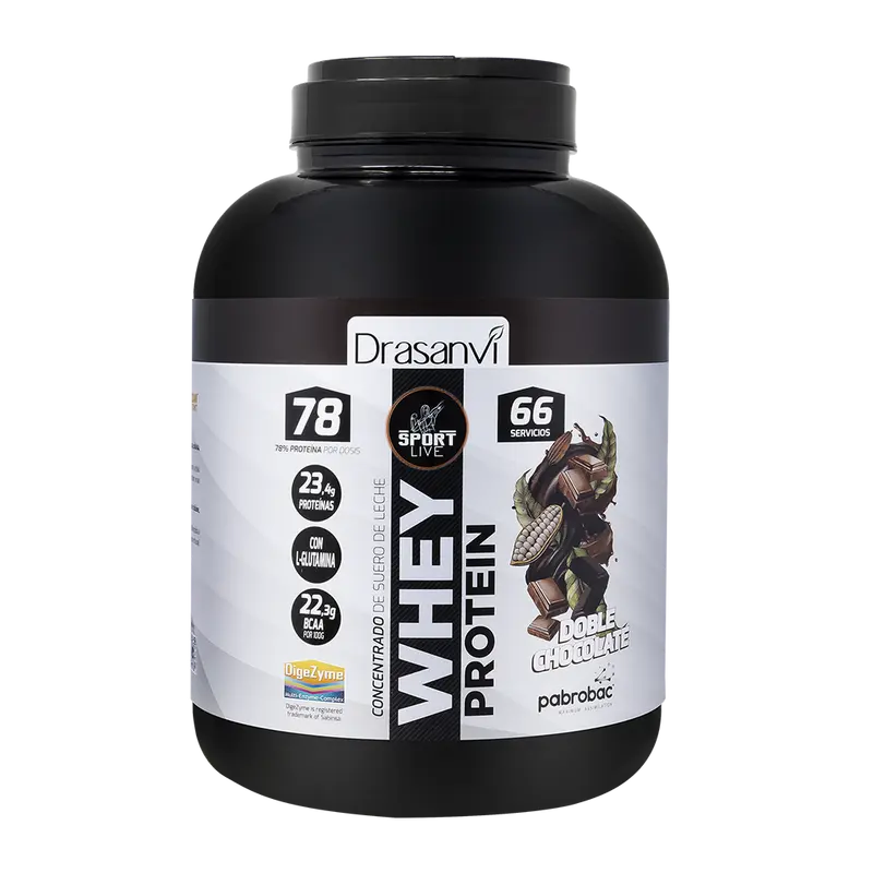 WHEY PROTEIN CONCENTRADA DOBLE CHOCOLATE 2kg SPORT LIVE DRASANVI