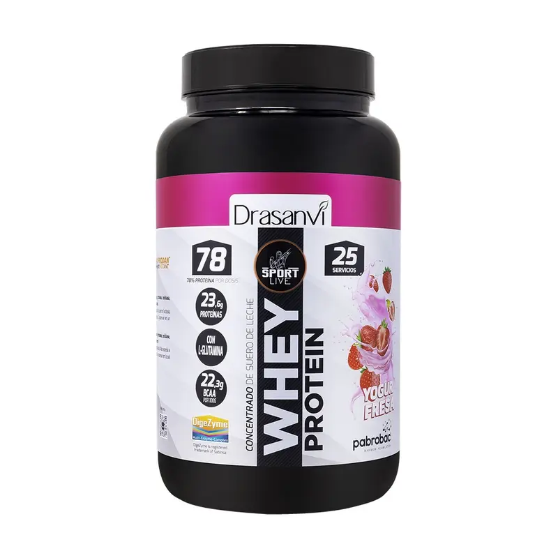WHEY PROTEIN CONCENTRADA YOGUR FRESA 750G SPORT LIVE DRASANVI