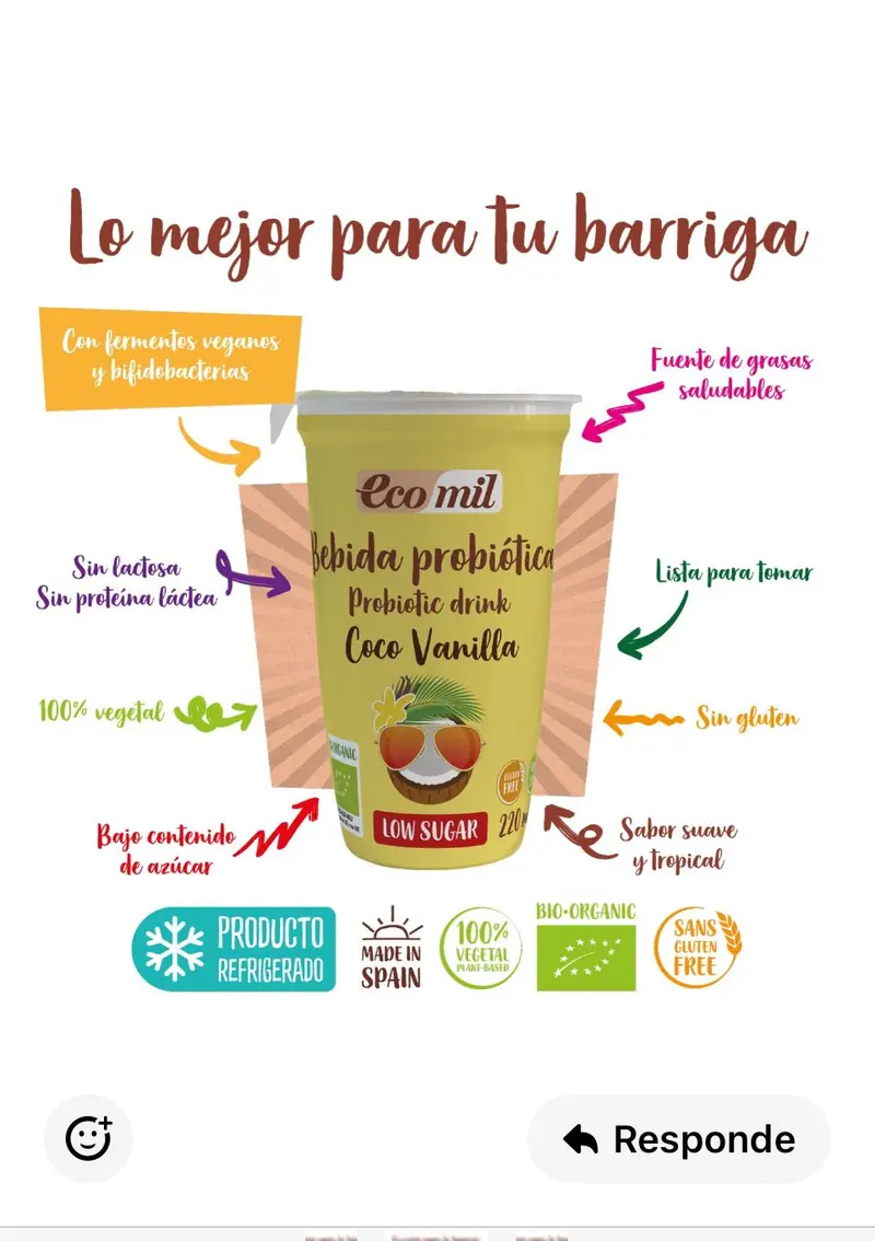 Yogur Bebida probiótica COCO-VAINILLA -ECOMIL